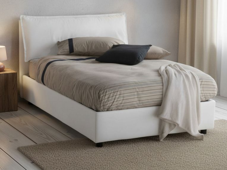 Letto piazza e mezza Arnaldo, adatto per materasso Cm 120x200, Bianco