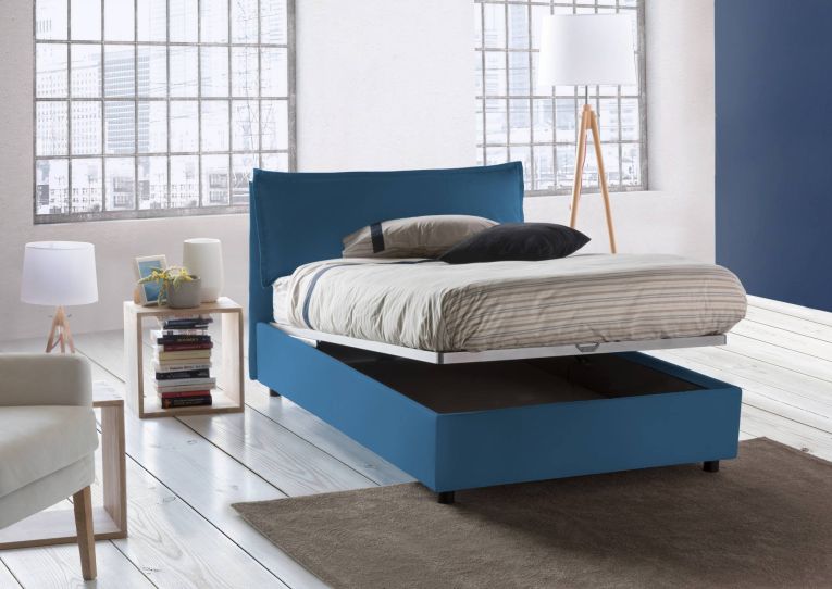 Letto piazza e mezza Arnaldo, adatto per materasso Cm 120x200, Blu