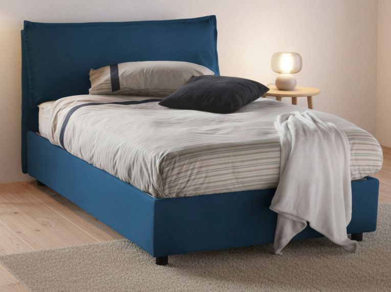 Letto piazza e mezza Arnaldo, adatto per materasso Cm 120x200, Blu