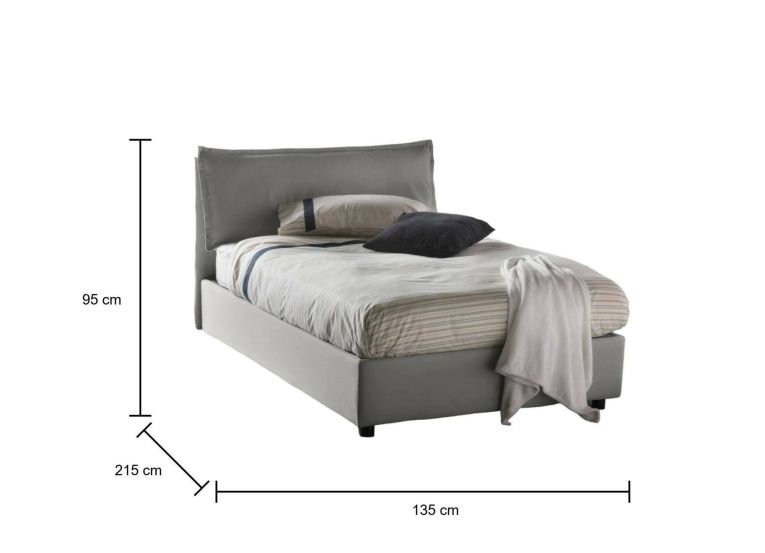 Letto piazza e mezza Arnaldo, adatto per materasso Cm 120x200, Grigio