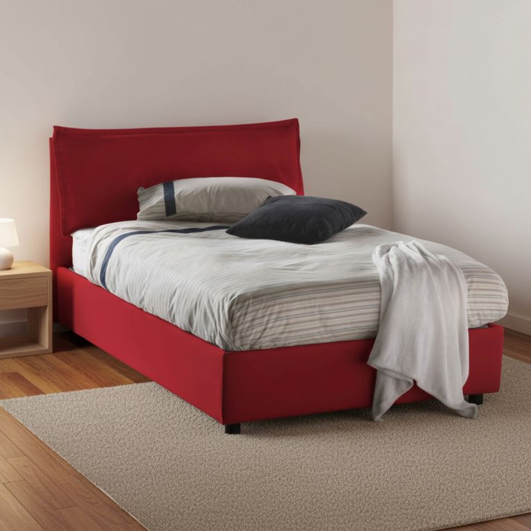 Letto piazza e mezza Arnaldo, adatto per materasso Cm 120x200, Rosso