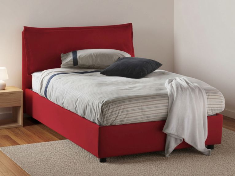 Letto piazza e mezza Arnaldo, adatto per materasso Cm 120x200, Rosso