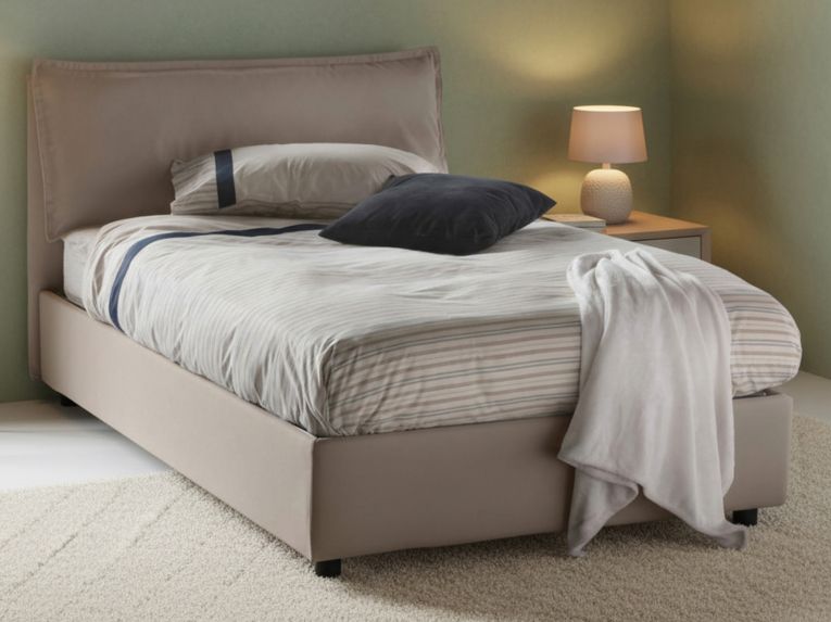 Letto piazza e mezza Arnaldo, adatto per materasso Cm 120x200, Tortora
