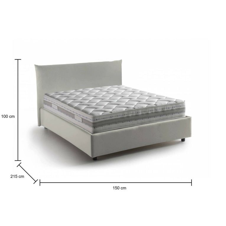 Letto piazza e mezza Arpaise, con materasso Cm 120x190 incluso, Beige