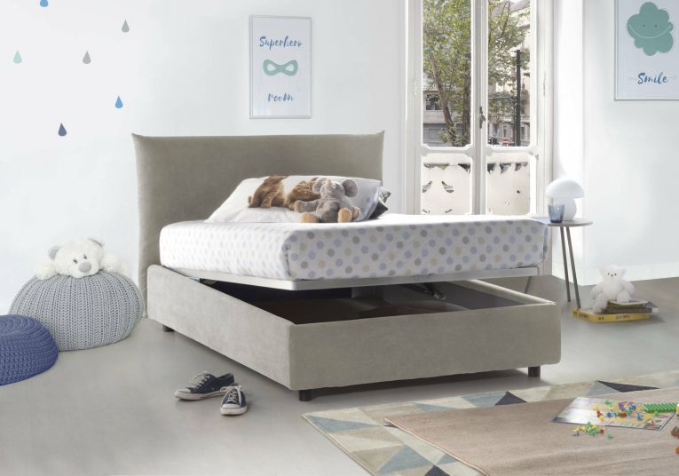 Letto piazza e mezza Arpaise, con materasso Cm 120x190 incluso, Beige