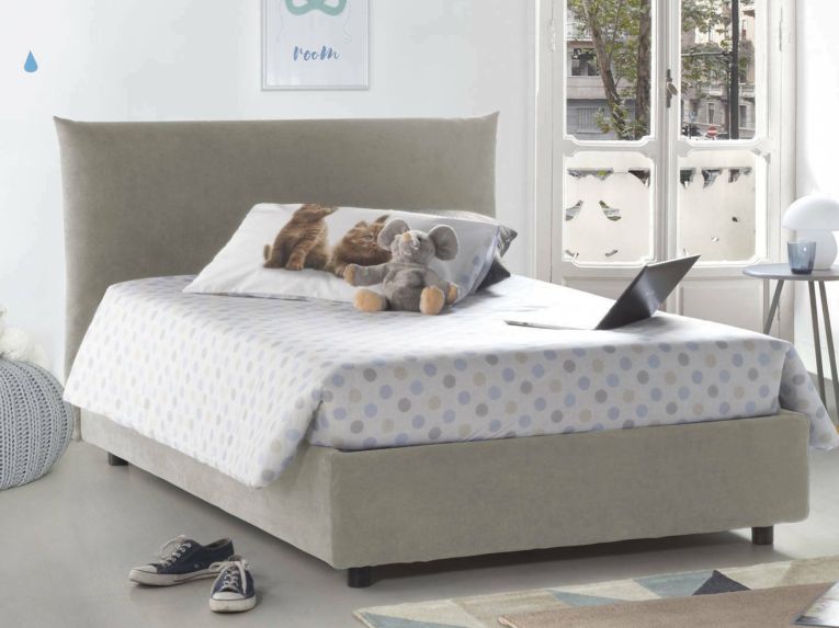 Letto piazza e mezza Arpaise, con materasso Cm 120x190 incluso, Beige