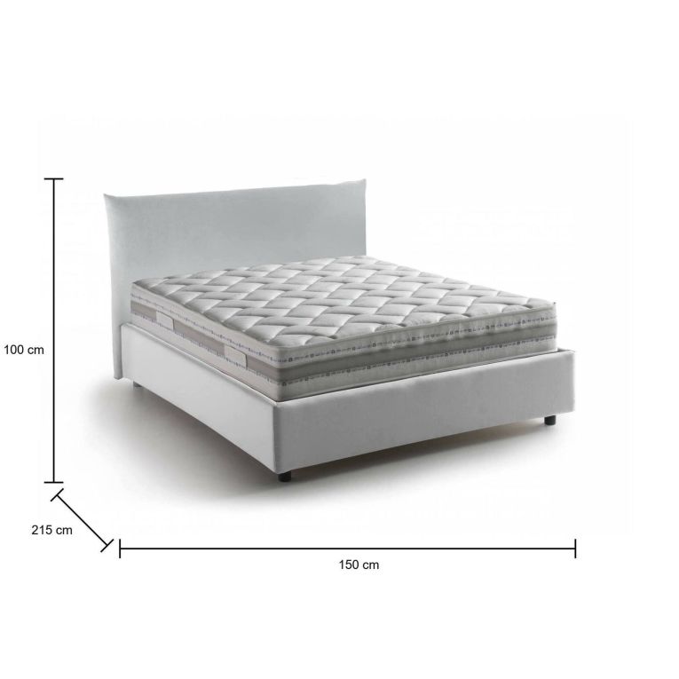 Letto piazza e mezza Arpaise, con materasso Cm 120x190 incluso, Bianco