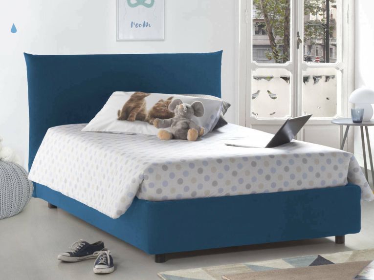 Letto piazza e mezza Arpaise, con materasso Cm 120x190 incluso, Blu