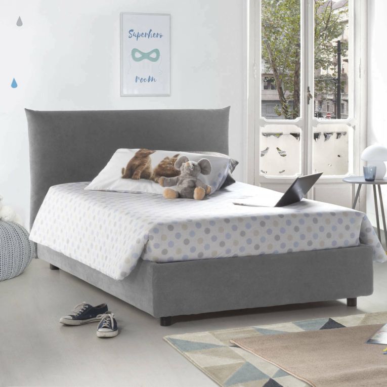 Letto piazza e mezza Arpaise, con materasso Cm 120x190 incluso, Grigio