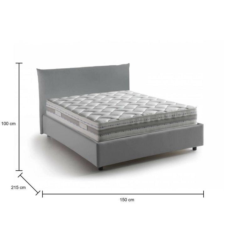 Letto piazza e mezza Arpaise, con materasso Cm 120x190 incluso, Grigio