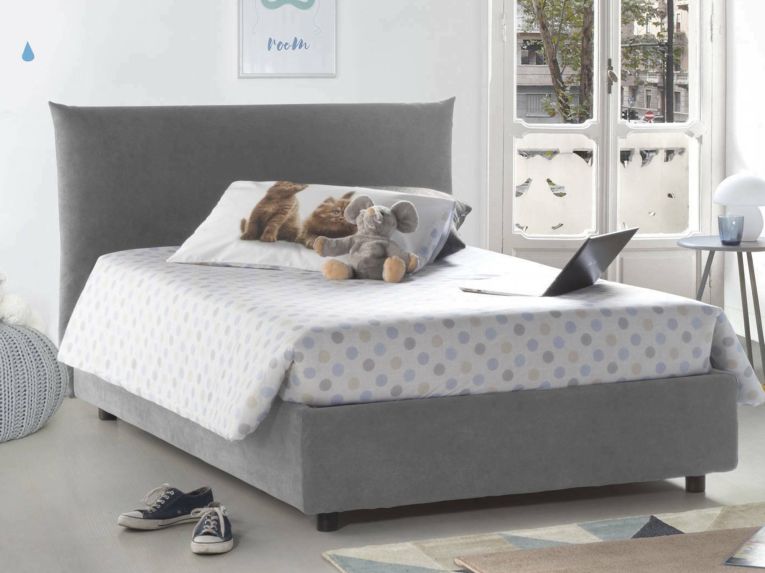 Letto piazza e mezza Arpaise, con materasso Cm 120x190 incluso, Grigio