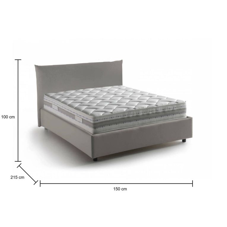 Letto piazza e mezza Arpaise, con materasso Cm 120x190 incluso, Tortora