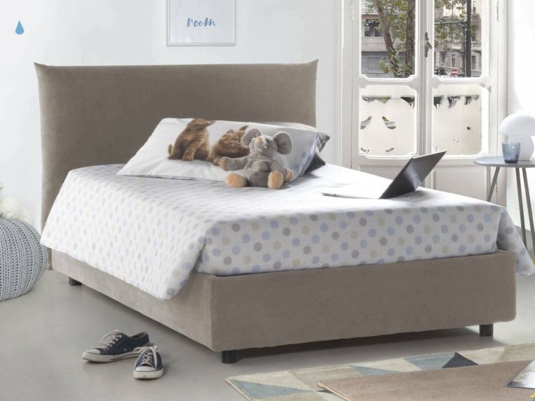 Letto piazza e mezza Arpaise, con materasso Cm 120x190 incluso, Tortora