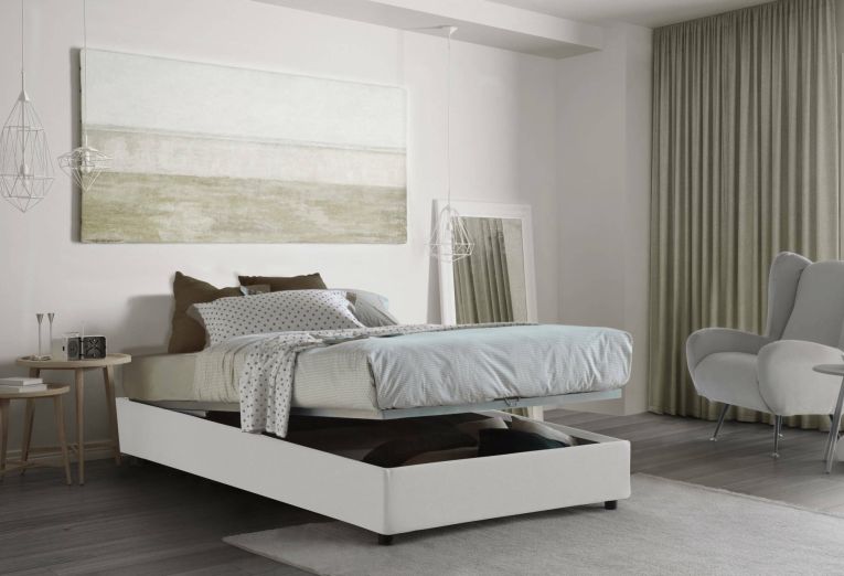 Letto piazza e mezza Asid, adatto per materasso Cm 120x190, Bianco