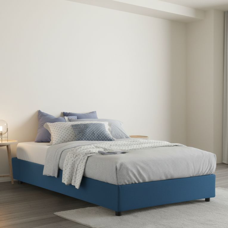 Letto piazza e mezza Asid, adatto per materasso Cm 120x190, Blu