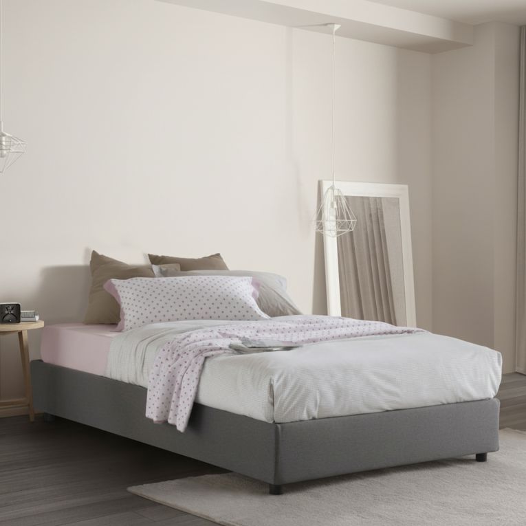 Letto piazza e mezza Asid, adatto per materasso Cm 120x190, Grigio