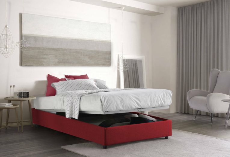 Letto piazza e mezza Asid, adatto per materasso Cm 120x190, Rosso