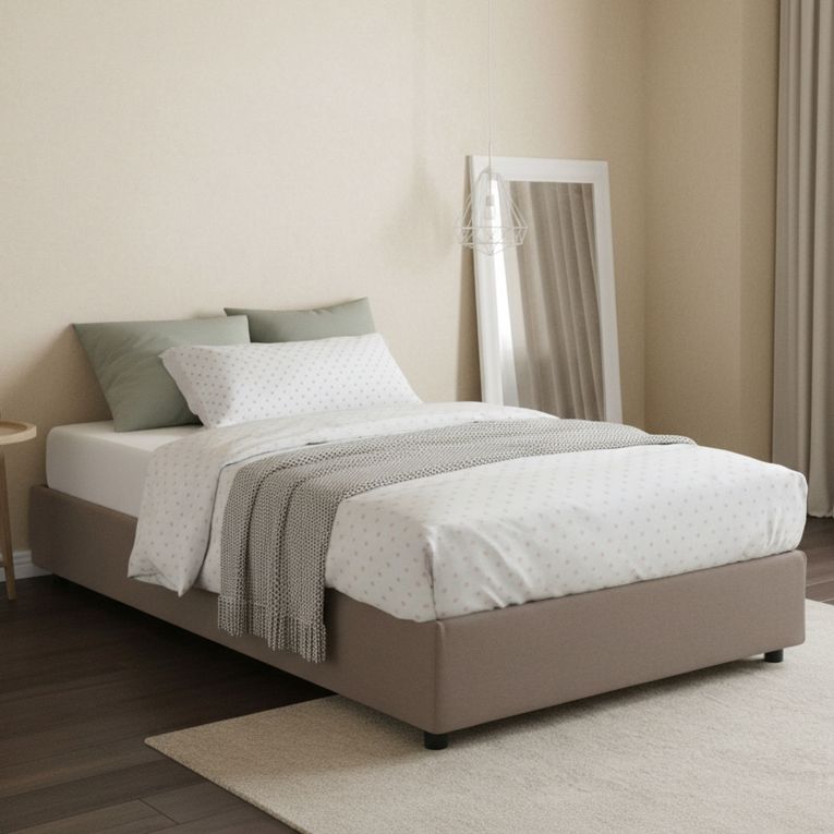 Letto piazza e mezza Asid, adatto per materasso Cm 120x190, Tortora