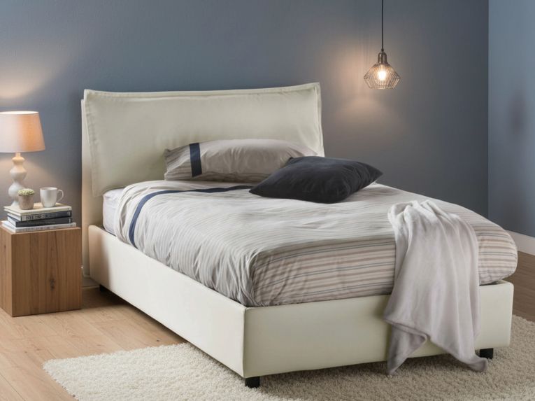 Letto piazza e mezza Asso, adatto per materasso Cm 120x190, Beige