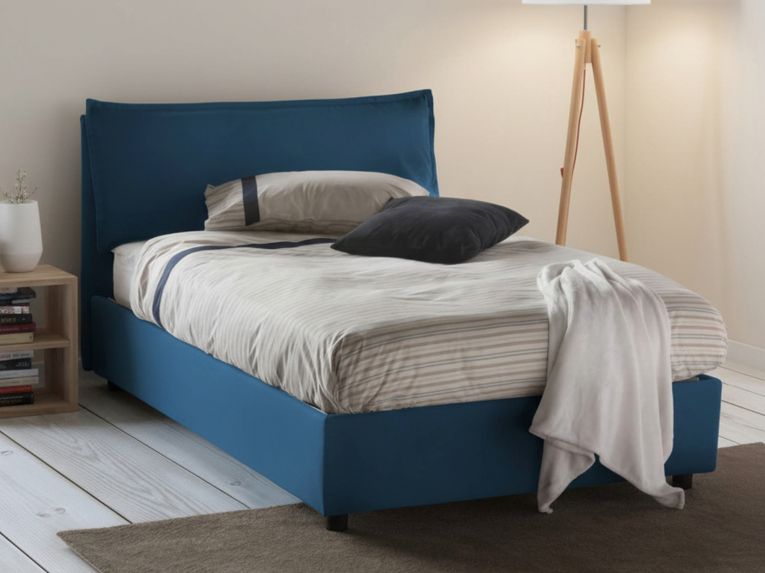 Letto piazza e mezza Asso, adatto per materasso Cm 120x190, Blu