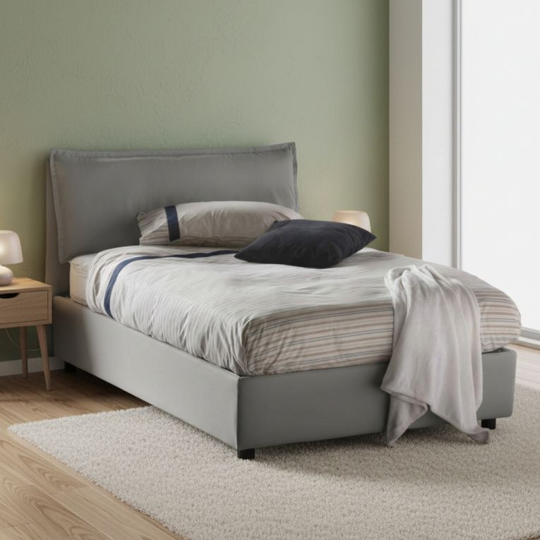 Letto piazza e mezza Asso, adatto per materasso Cm 120x190, Grigio