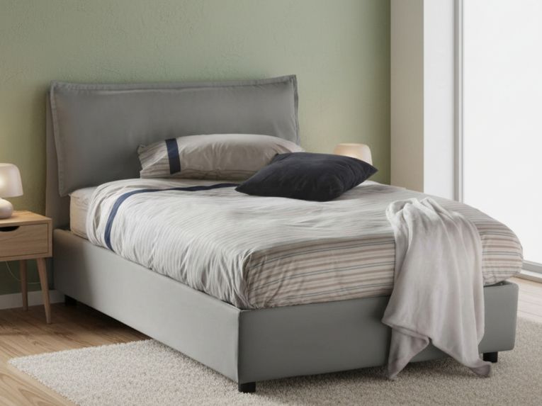 Letto piazza e mezza Asso, adatto per materasso Cm 120x190, Grigio