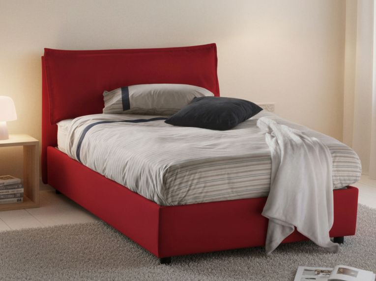 Letto piazza e mezza Asso, adatto per materasso Cm 120x190, Rosso