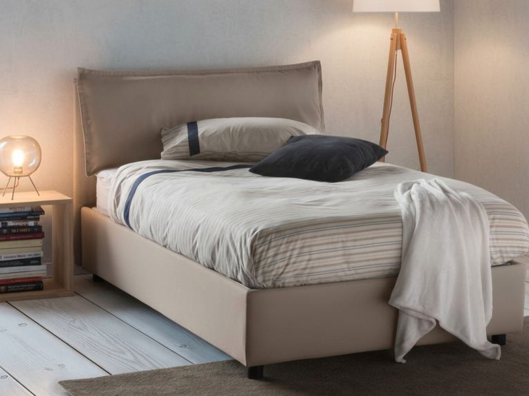 Letto piazza e mezza Asso, adatto per materasso Cm 120x190, Tortora