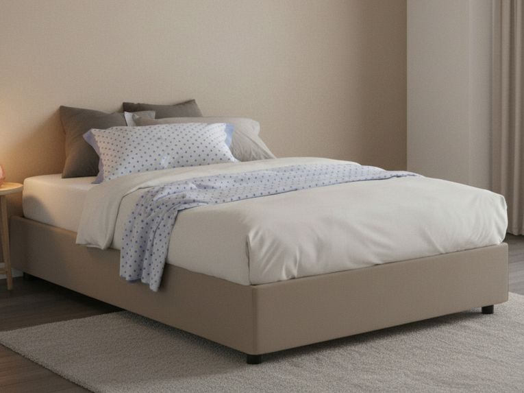 Letto piazza e mezza Atar, con materasso Cm 120x190 incluso, Tortora