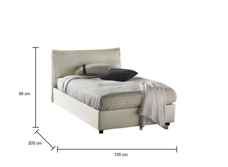 Letto piazza e mezza Attinia, con materasso Cm 120x190 incluso, Beige