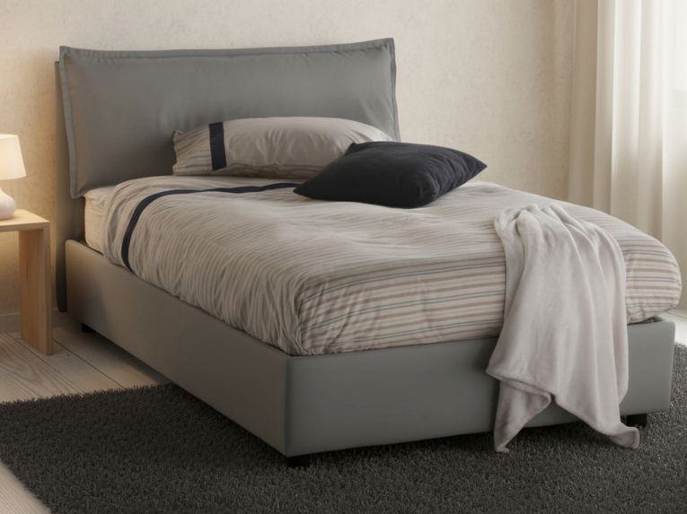 Letto piazza e mezza Attinia, con materasso Cm 120x190 incluso, Grigio