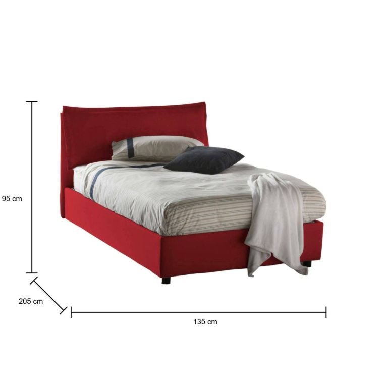 Letto piazza e mezza Attinia, con materasso Cm 120x190 incluso, Rosso