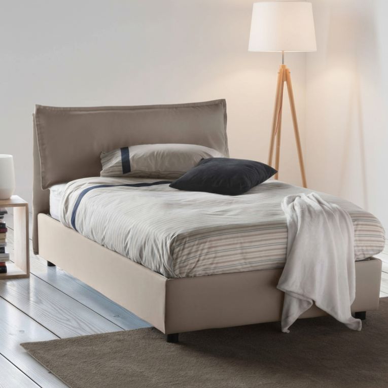 Letto piazza e mezza Attinia, con materasso Cm 120x190 incluso, Tortora