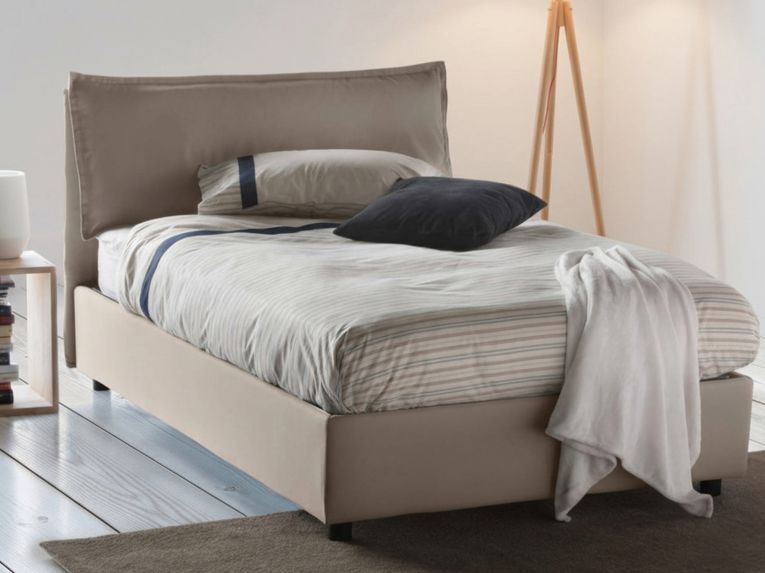 Letto piazza e mezza Attinia, con materasso Cm 120x190 incluso, Tortora
