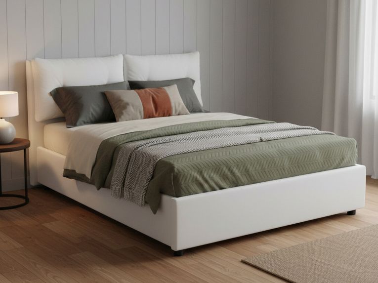 Letto piazza e mezza Bacio, con materasso Cm 120x190 incluso, Bianco