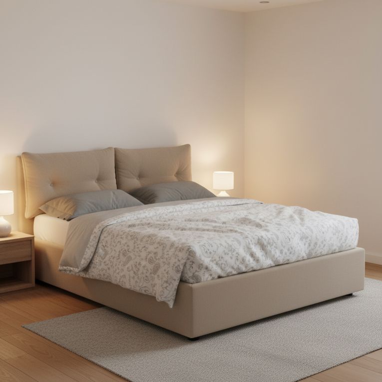 Letto piazza e mezza Bacio, con materasso Cm 120x190 incluso, Tortora