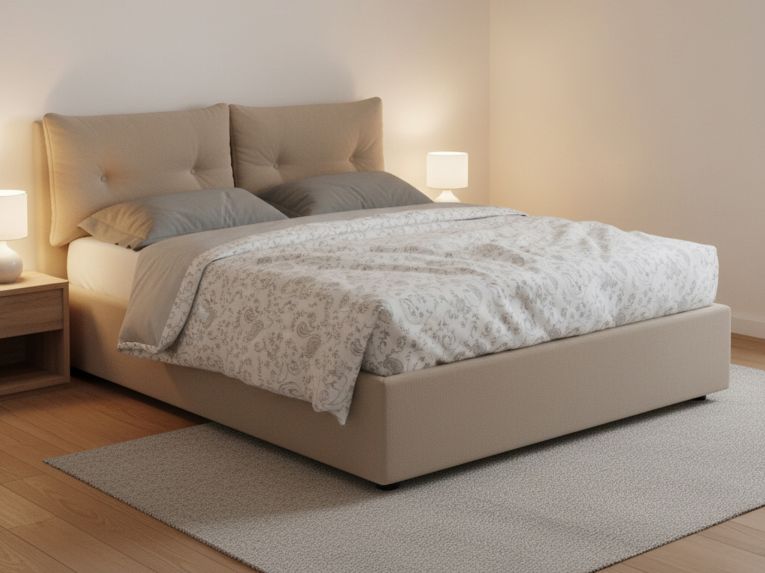 Letto piazza e mezza Bacio, con materasso Cm 120x190 incluso, Tortora