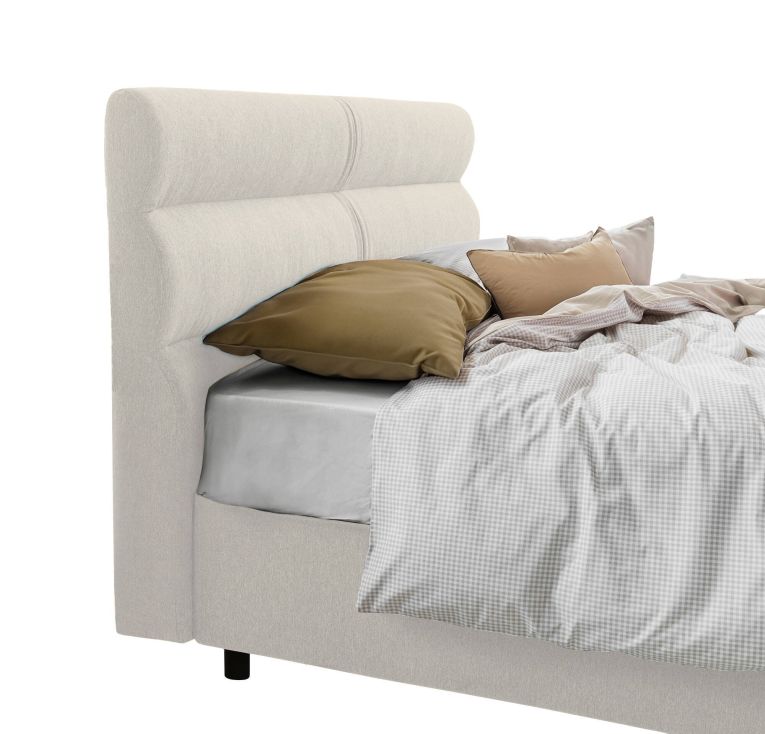 Letto Piazza e Mezza Beige Materasso Incluso Sfoderabile, Contenitore Made in Italy - Brinzio