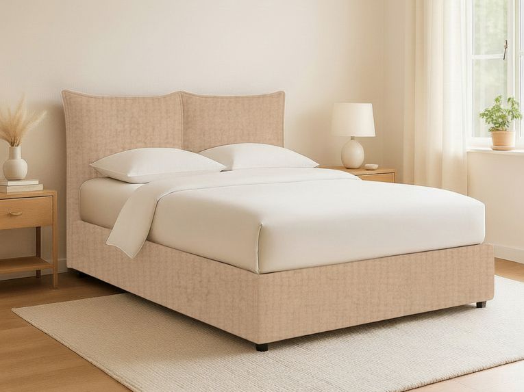Letto Piazza e Mezza Beige Sfoderabile Contenitore, Dimensione Materasso 120x190 cm - Rabbi
