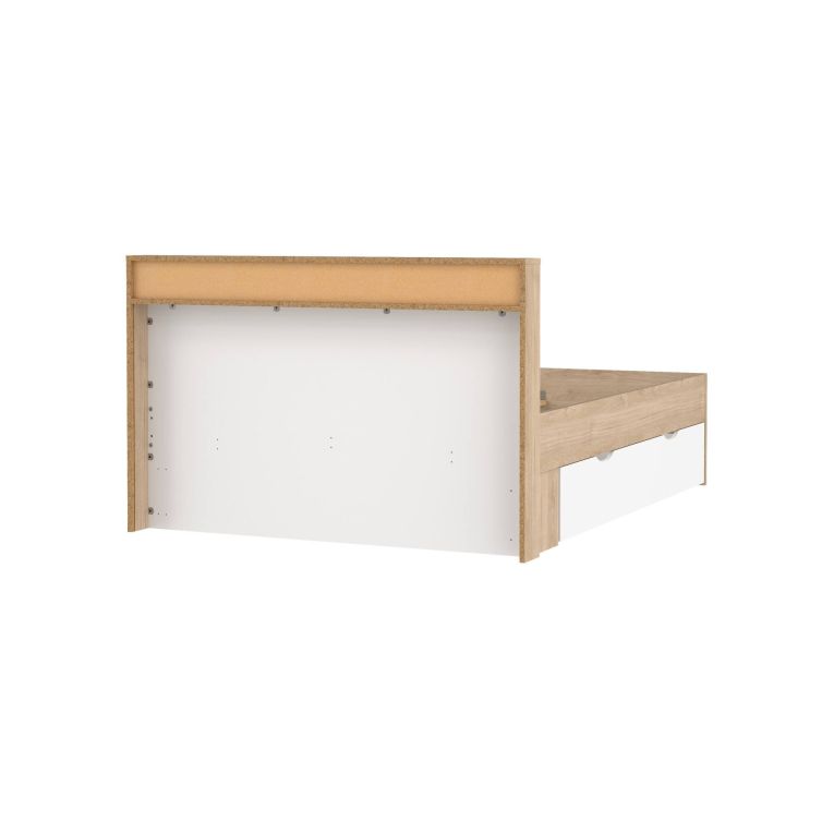 Letto piazza e mezza Blanchette, Sommier per camera da letto, Giroletto per stanza, Struttura porta materasso, 206x150 h97 cm, Rovere e Bianco