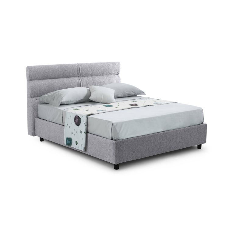 Letto piazza e mezza Brinzio, Con materasso Cm 120x200 incluso, Grigio