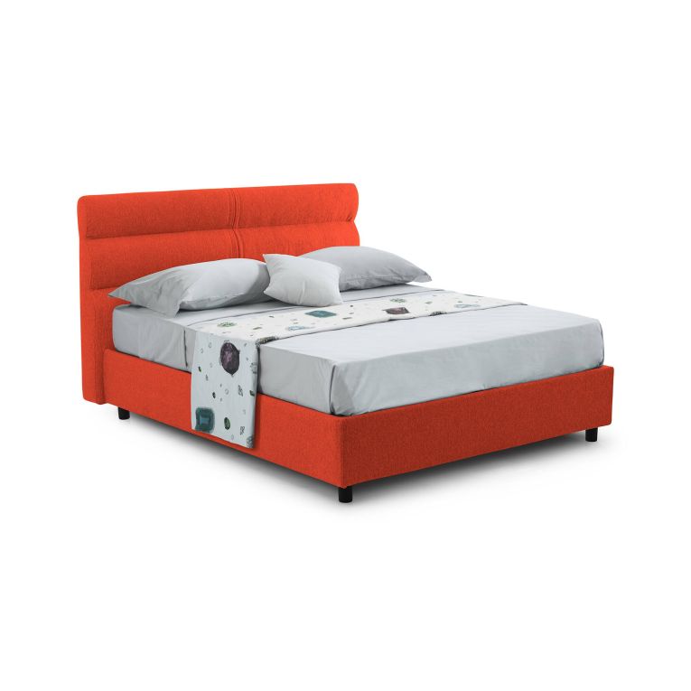Letto piazza e mezza Briosco, Con materasso Cm 120x190 incluso, Arancione