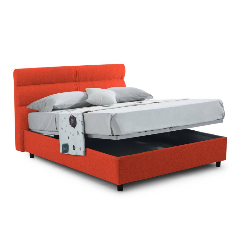 Letto piazza e mezza Briosco, Con materasso Cm 120x190 incluso, Arancione