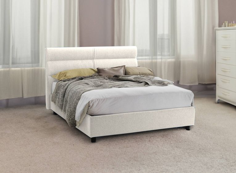 Letto piazza e mezza Brivio, Adatto a materasso Cm 120x190, Beige