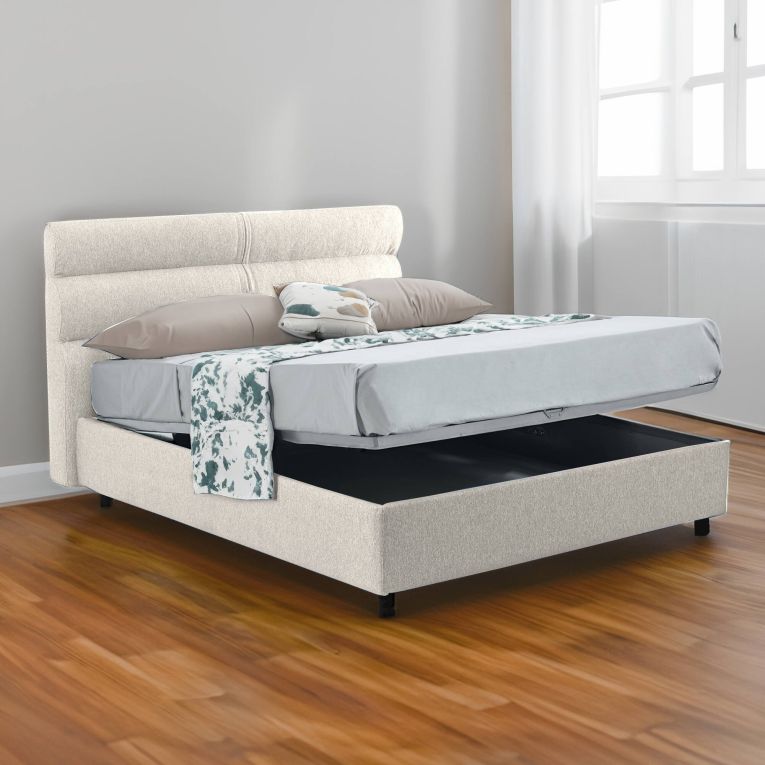 Letto piazza e mezza Brivio, Adatto a materasso Cm 120x190, Beige