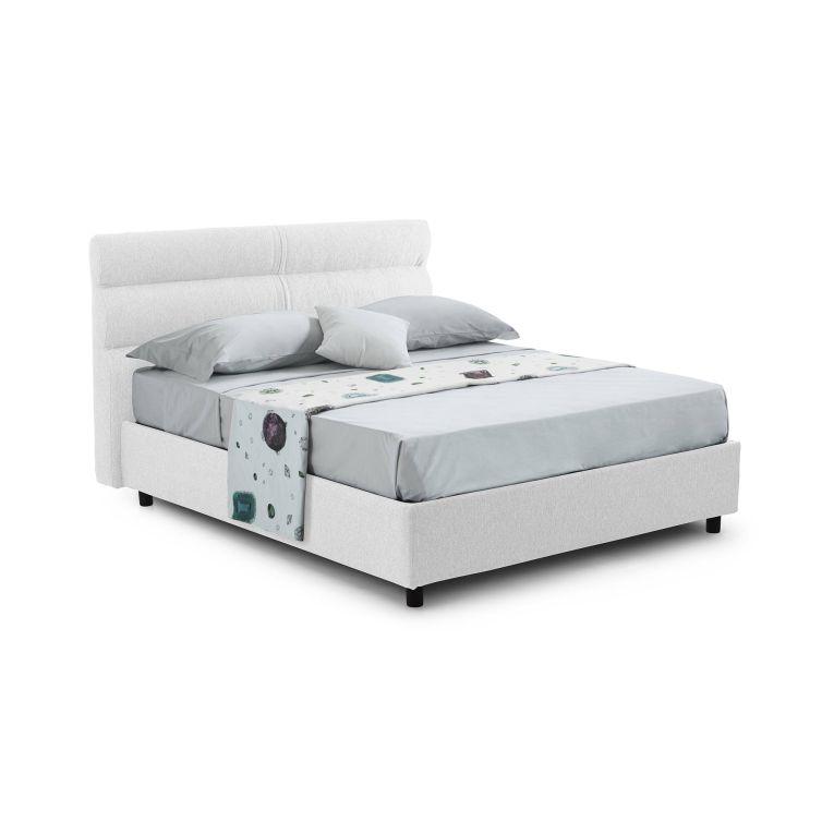 Letto piazza e mezza Brivio, Adatto a materasso Cm 120x190, Bianco