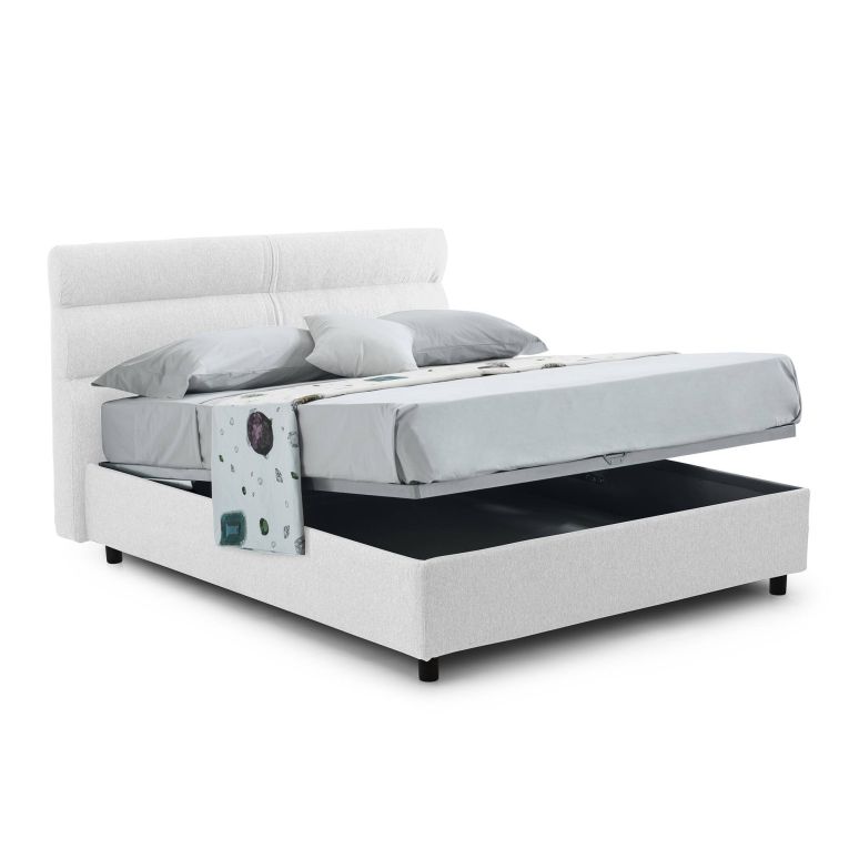 Letto piazza e mezza Brivio, Adatto a materasso Cm 120x190, Bianco