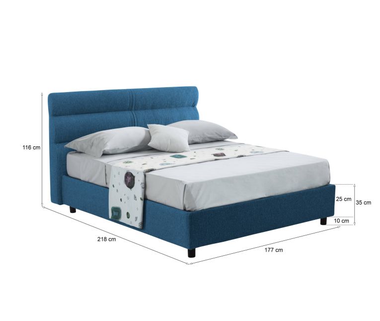 Letto piazza e mezza Brivio, Adatto a materasso Cm 120x190, Blu