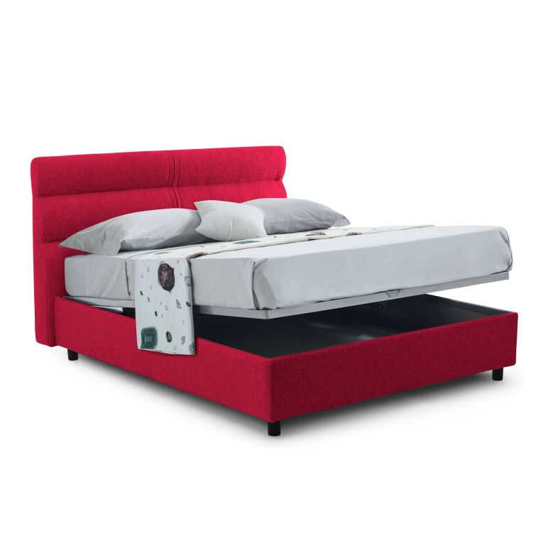 Letto piazza e mezza Brivio, Adatto a materasso Cm 120x190, Rosso