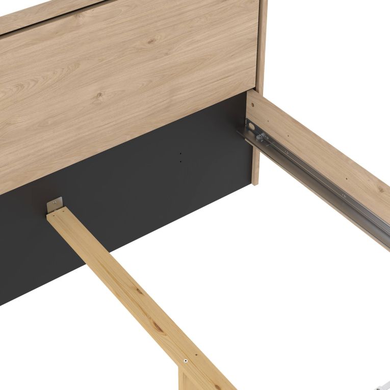 Letto piazza e mezza Capucin, Sommier per camera da letto, Giroletto per stanza, Struttura porta materasso, 207x153 h91 cm, Rovere